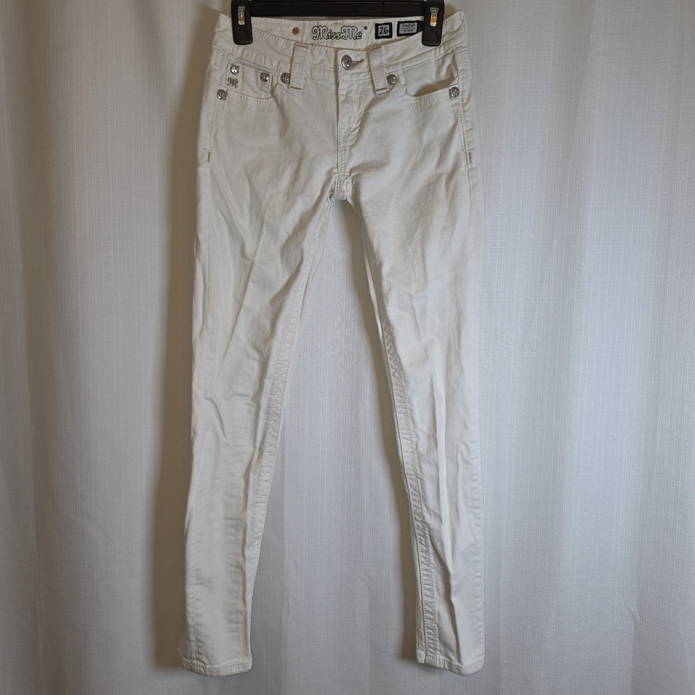 MISS ME Signature Skinny Jeans Size 26 Womens White Denim